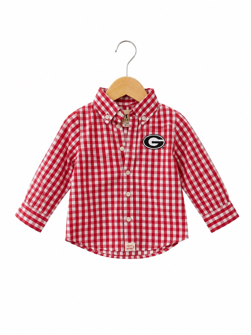 6 Month Baby Georgia Bulldogs Red Gingham Button-Down Shirt for Kids
